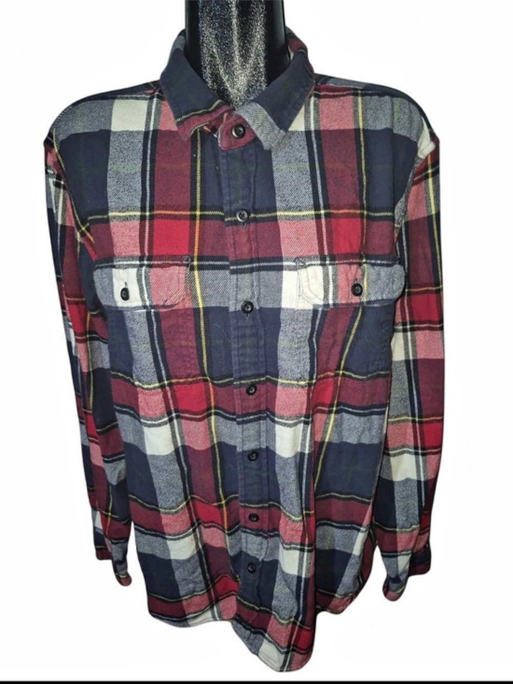 American Eagle Outfitters Red & Blue Plaid Flannel Button Down Cotton Shirt XL
